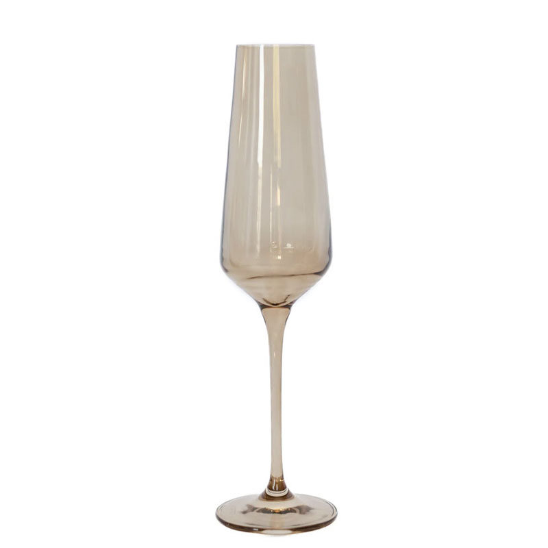 Estelle Amber Smoke Colored Champagne Flutes, Set of 6