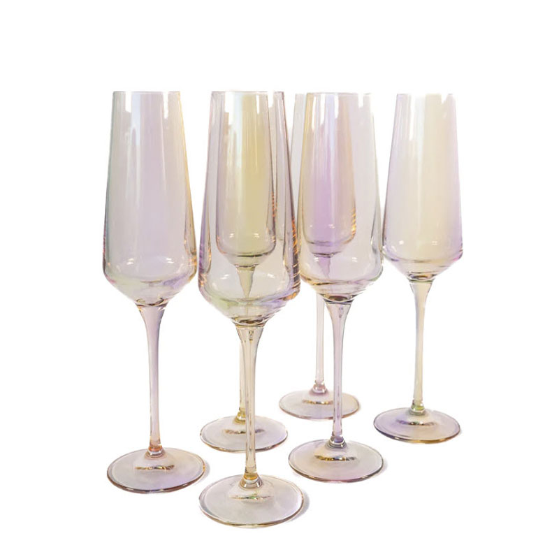 Estelle Iridescent Colored Champagne Flutes, Set of 6