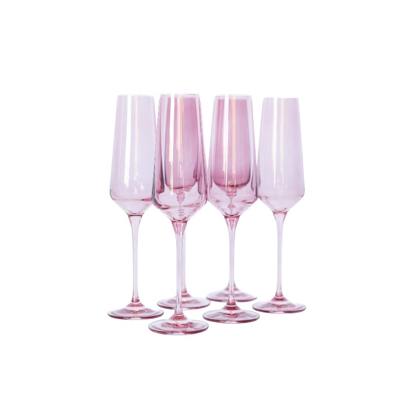 Estelle Rose Colored Champagne Flutes, Set of 6