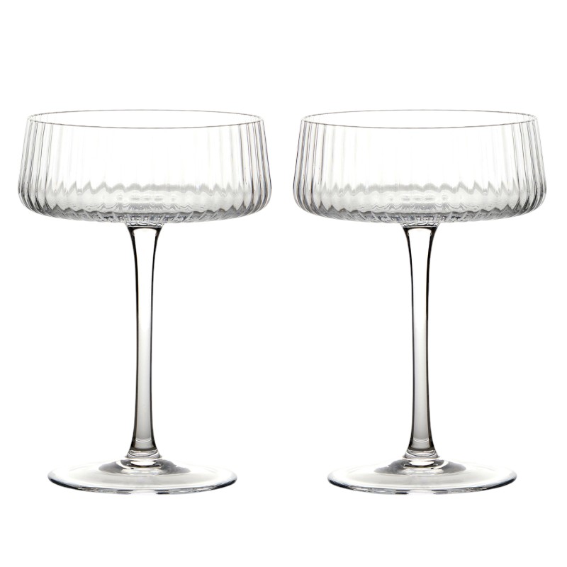 Anton Studio Designs Empire Clear Champagne Saucers , Set of 2