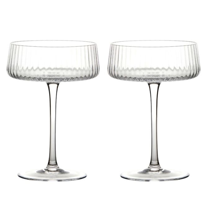 Anton Studio Designs Empire Clear Champagne Saucers , Set of 2