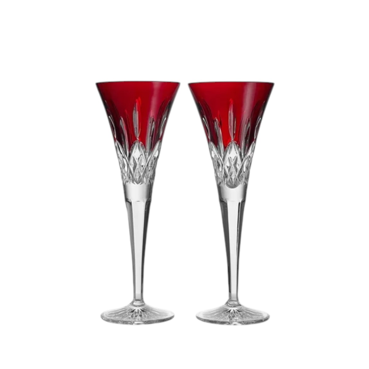 Waterford Lismore Red Toasting Flutes, Set of 2