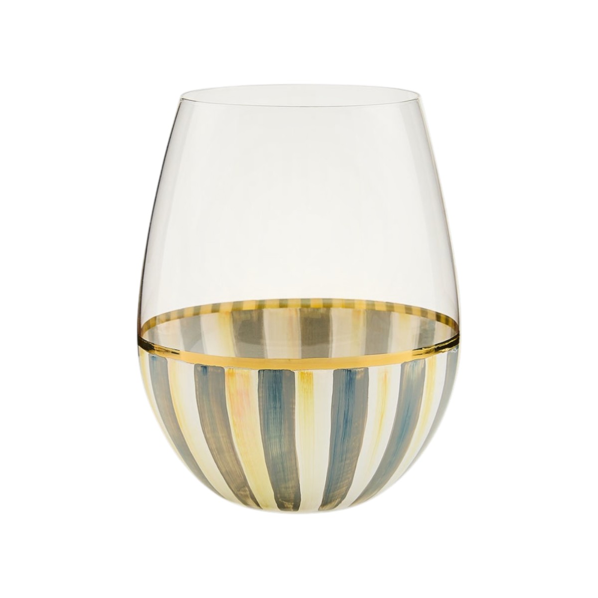 MacKenzie-Childs Stemless Wine Glass, Sterling Stripe