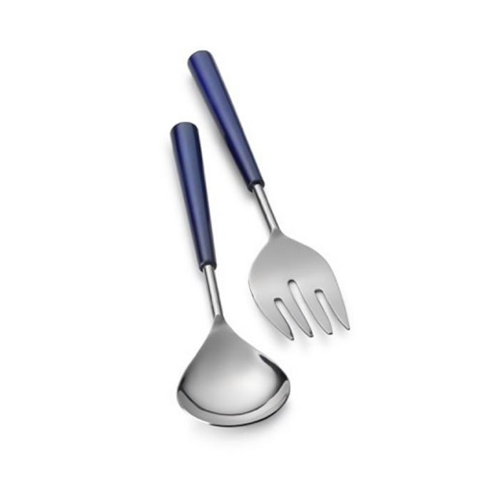 Mary Jurek Contour Stainless Steel Salad Set, Lapis Blue