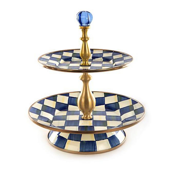 MacKenzie-Childs Royal Check Two Tier Sweet Stand