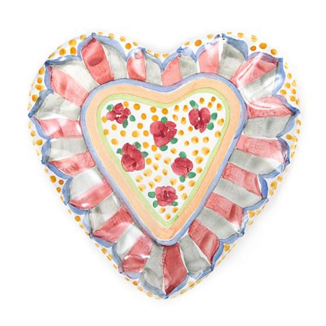 MacKenzie-Childs Taylor Heart Plate, Cabbage Rose