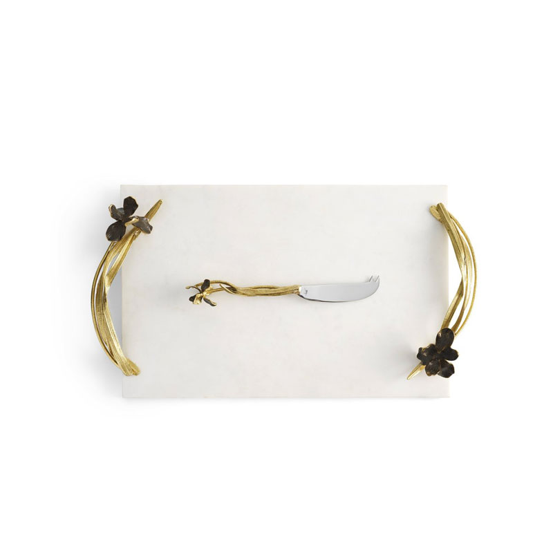 Michael Aram Black Iris Cheese Board with Knife, Large