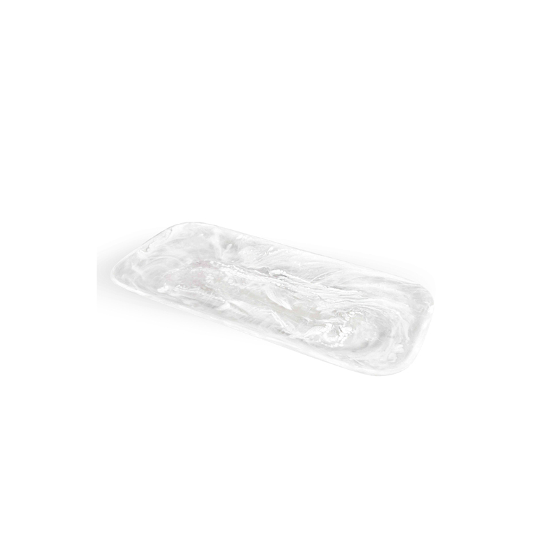 Nashi Classical Rectangular Platter, White Swirl