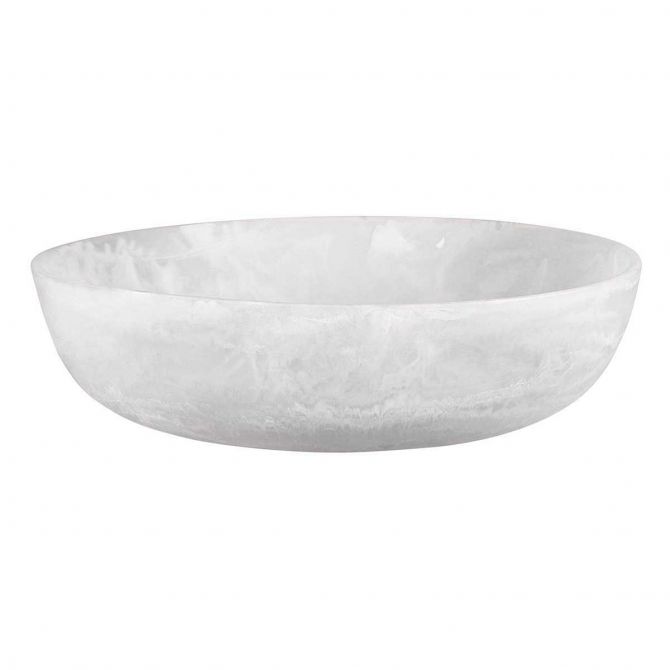 Nashi Medium Round Bowl, White Swirl