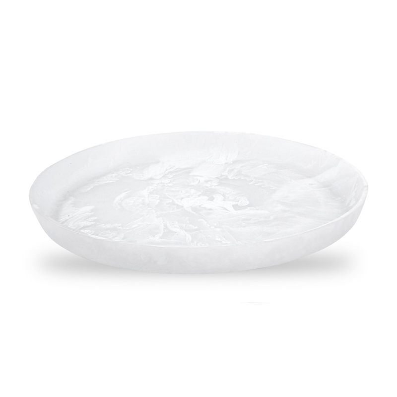 Nashi Large Round Platter, White Swirl