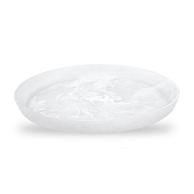 Nashi Large Round Platter, White Swirl