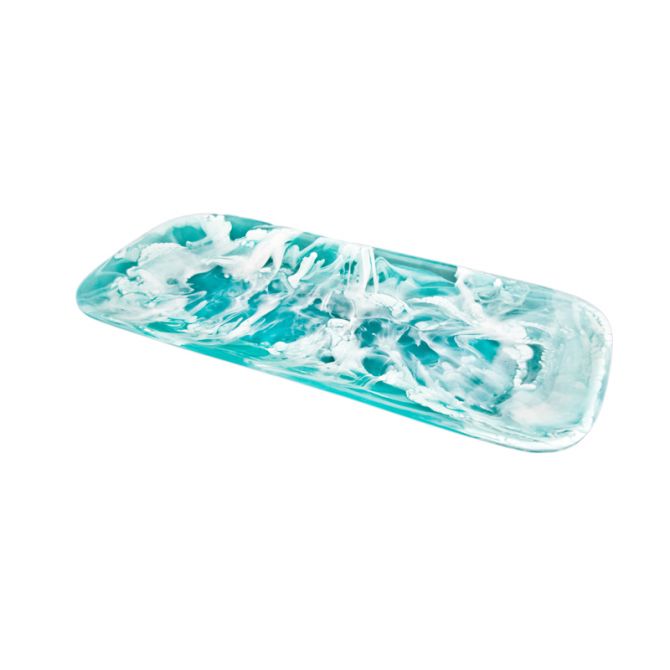 Nashi Resin Large Classical Platter, Aqua Swirl