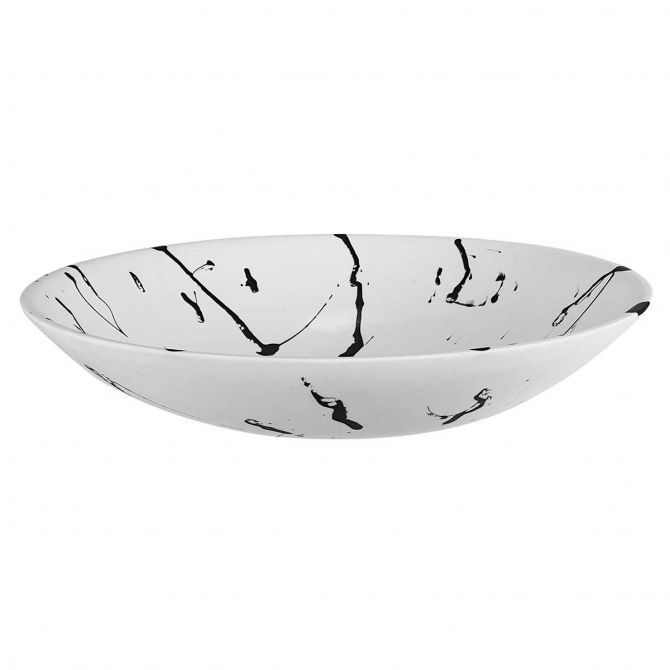 Nashi Large Resin Everyday Bowl, White and Black Splatter
