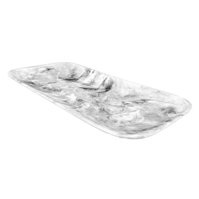 Nashi Large Resin Classical Platter, White and Black Swirl