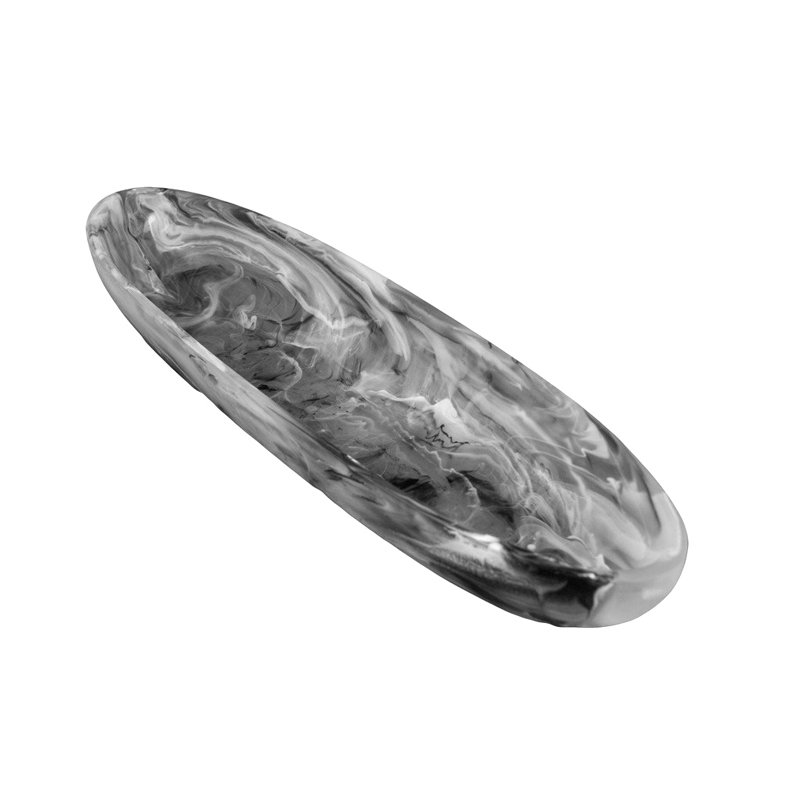 Nashi Resin Medium Boat Bowl, Black Swirl