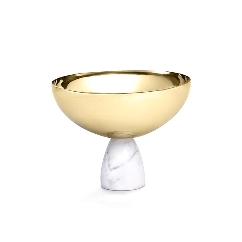 Anna New York Coluna Carrara Marble and Gold Nut Bowl