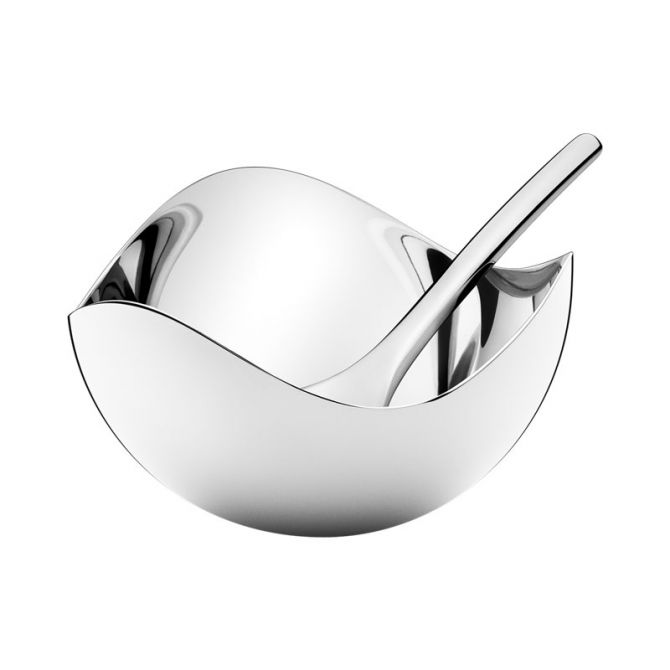 Georg Jensen Bloom Salt Cellar with Spoon