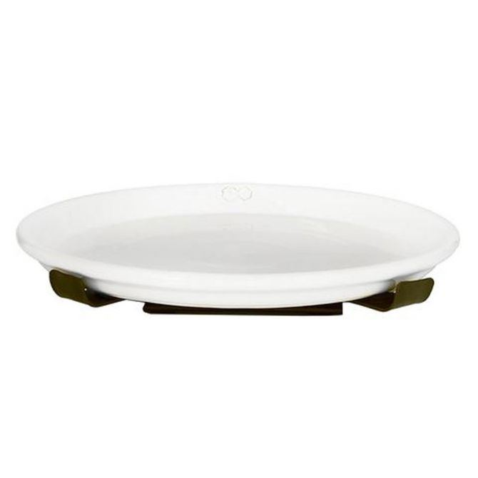 Ceramic Soap Dish with Removable Tray - White
