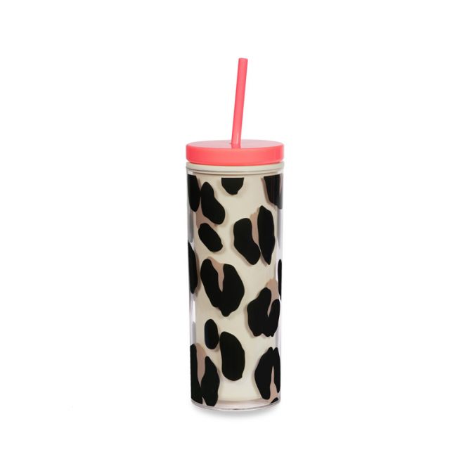 Kate Spade Tumbler with Straw, Forest Feline