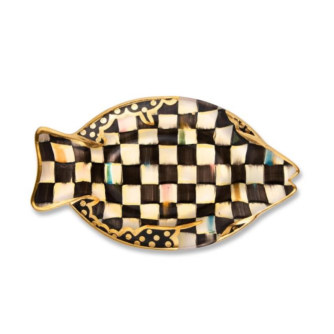 MacKenzie Childs Limited Edition Courtly Check Dinner Fish Dish, Small
