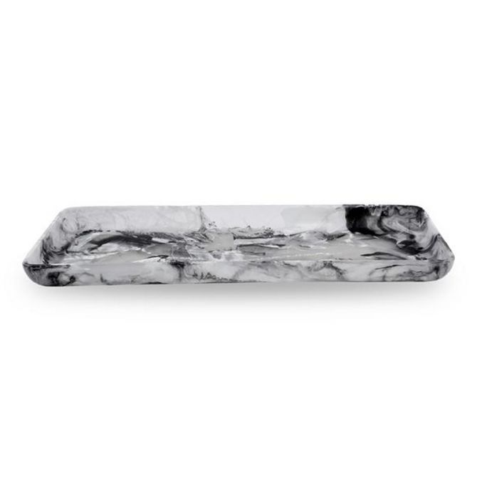 Nashi XL Rectangle Tray, Black Swirl