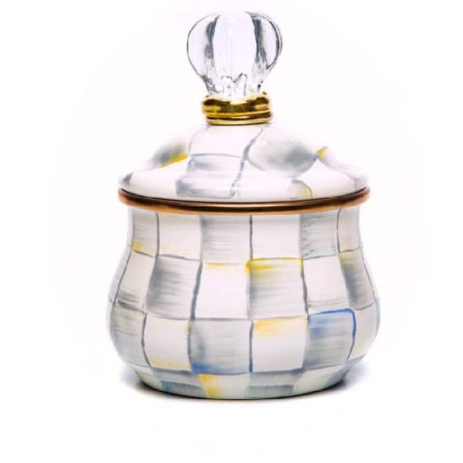 MacKenzie-Childs Sterling Check Enamel Lidded Sugar Bowl