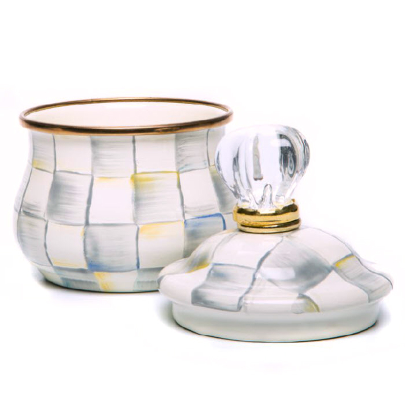 MacKenzie-Childs Sterling Check Enamel Lidded Sugar Bowl