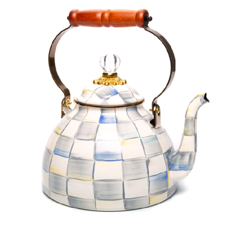 MacKenzie-Childs Sterling Check Tea Kettle, 3QT