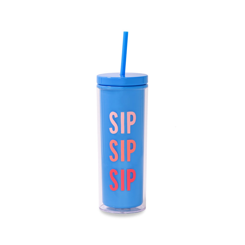Kate Spade Tumbler with Straw, Sip Sip Sip