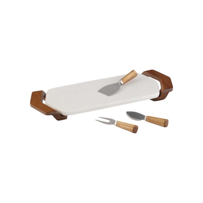 Nambe Chevron Cheese Tray with Knives