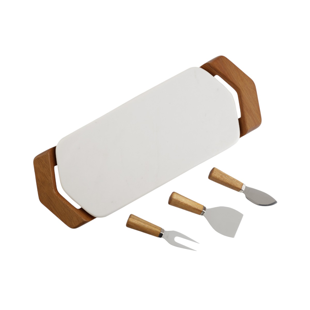 Nambe Chevron Cheese Tray with Knives