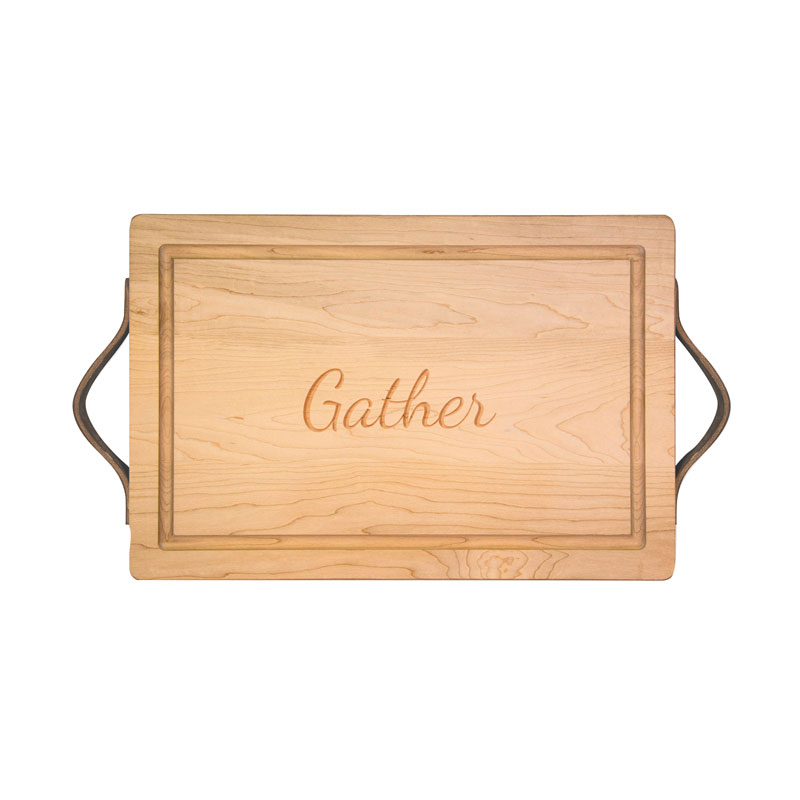 Maple Leaf At Home Gather Rectangular Board with Crocodile Embroidered Leather Handles, 18