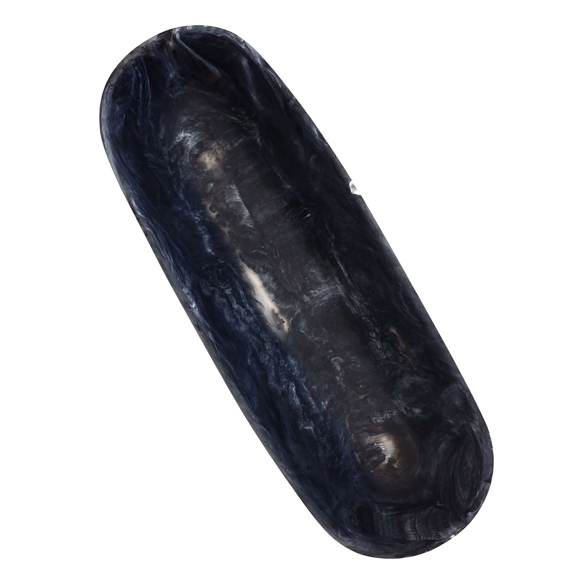 Nashi Boat Bowl, Black Swirl