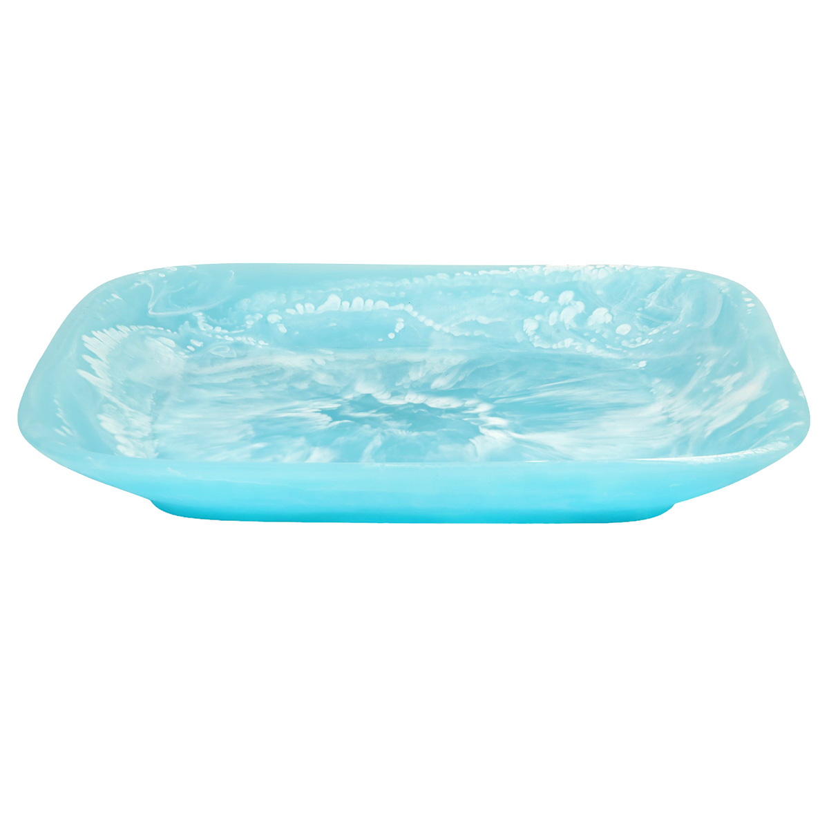 Nashi Large Square Tray, Aqua Swirl