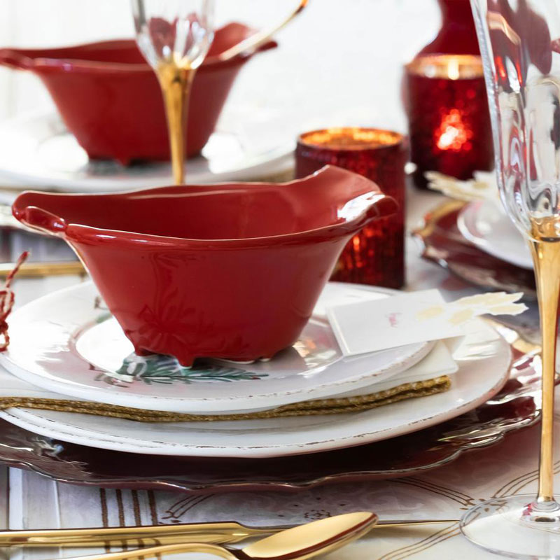 Vietri Lastra Holiday Figural Red Bird Dipping Bowl