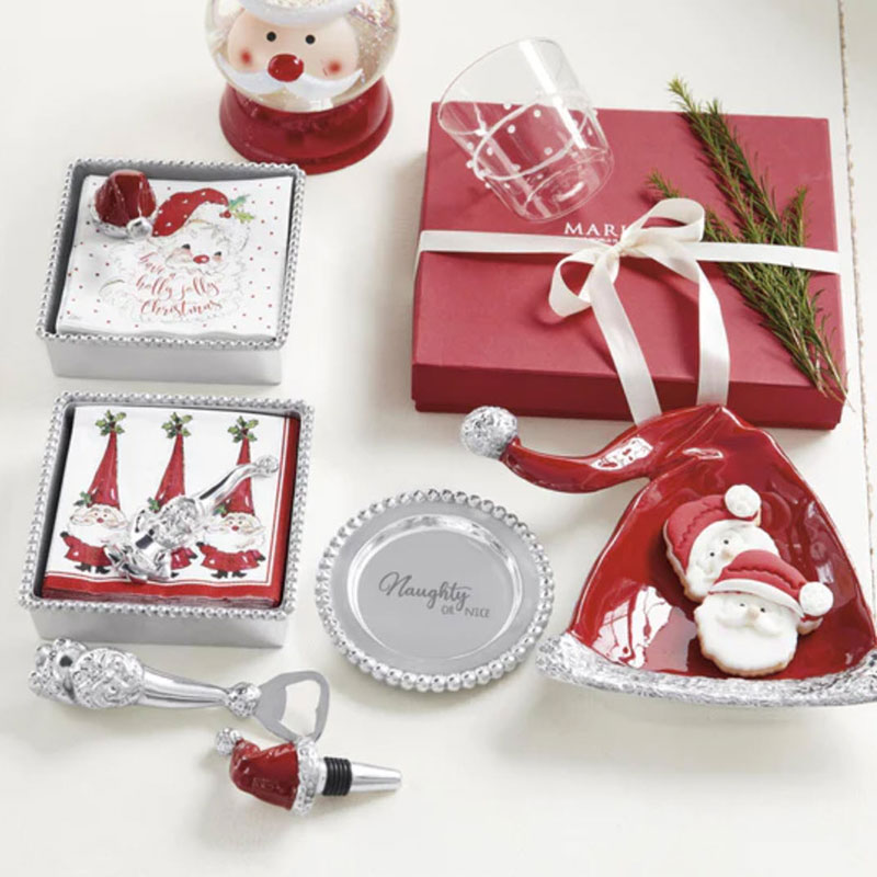 Mariposa Red Enamel Santa Hat Candy Dish