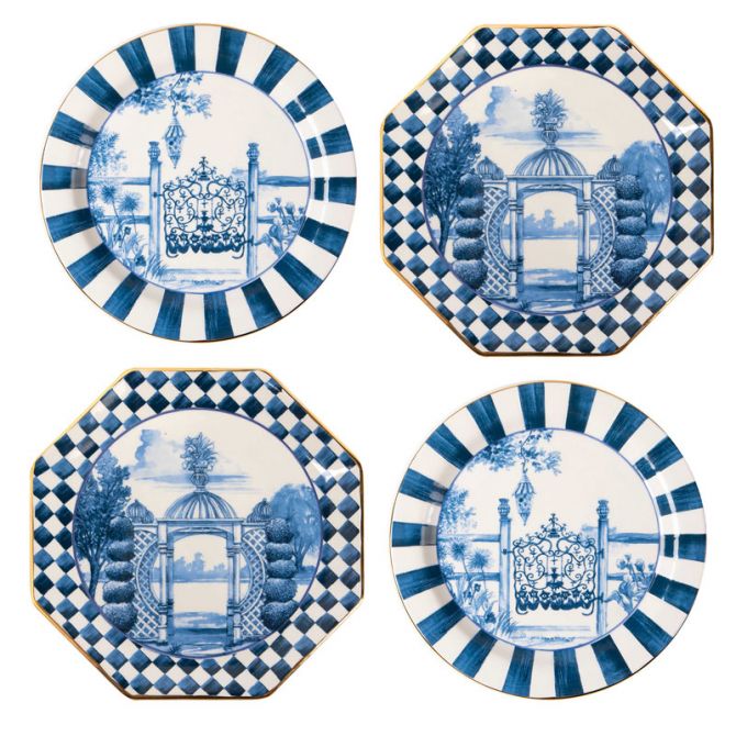 MacKenzie-Childs Royal Toile Small Plates, Set of 4