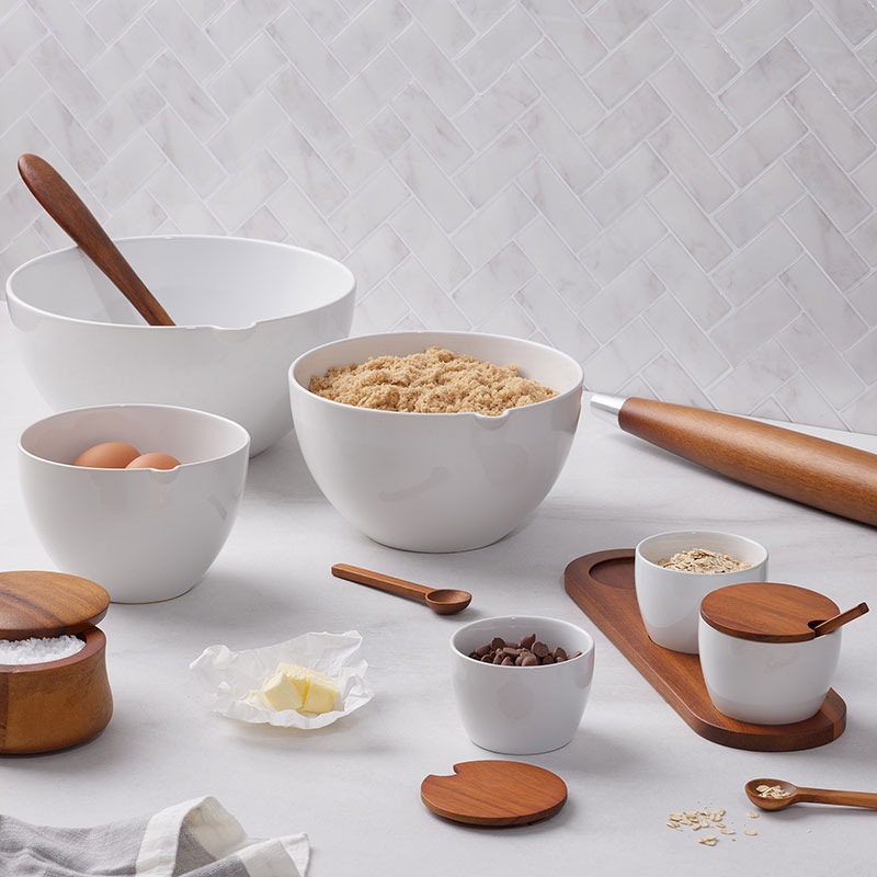 Nambe Duets Triple Condiment Server with Lids and Spoons