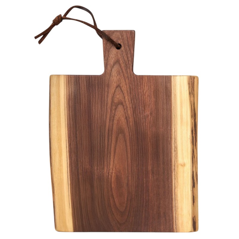 Maple Leaf At Home Live Edge Walnut Single Handle Charcuterie Board, 9x6