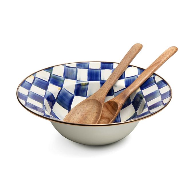 MacKenzie-Childs Royal Check Enamel Salad Serving Set