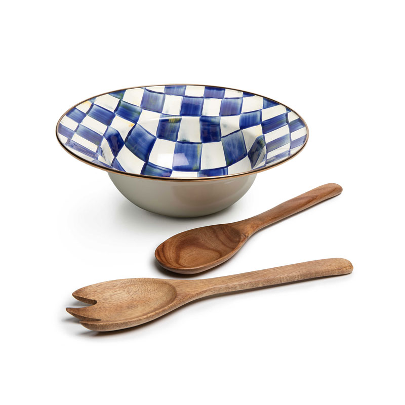 MacKenzie-Childs Royal Check Enamel Salad Serving Set