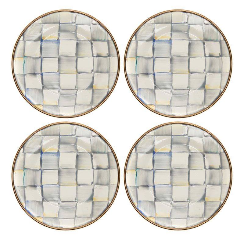 MacKenzie-Childs Sterling Check Enamel Appetizer Plates, Set of 4