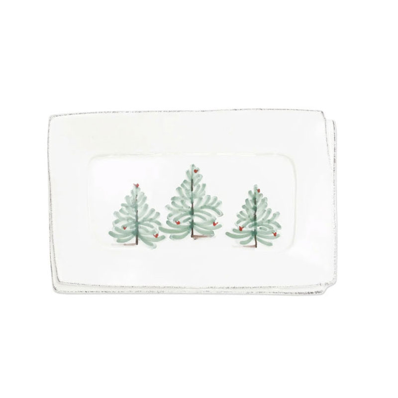 Vietri Lastra Holiday Small Rectangular Tray