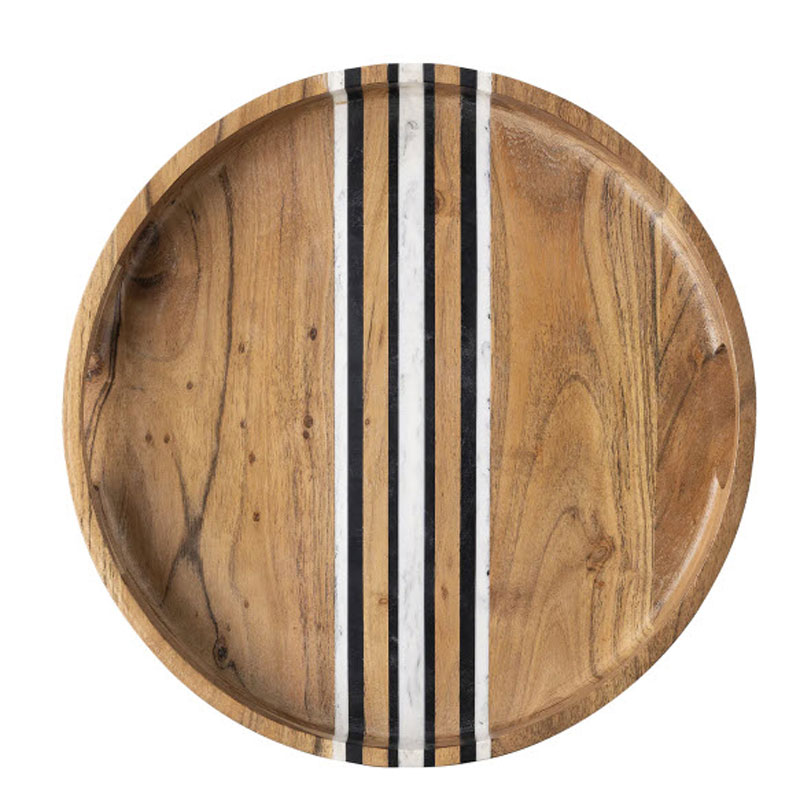 Juliska Stonewood Stripe Round Tray, Natural Multi