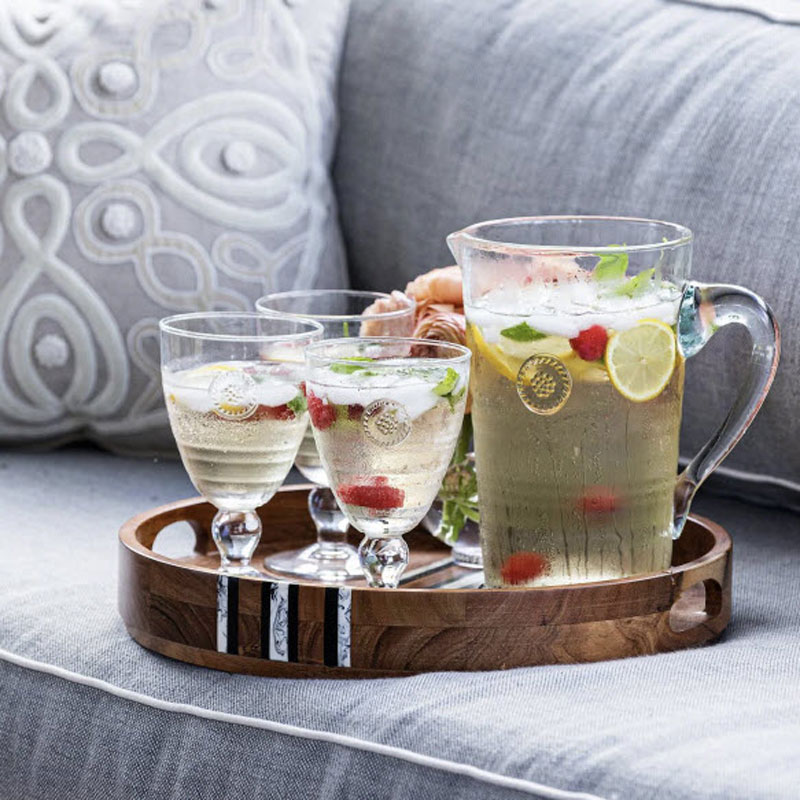 Juliska Stonewood Stripe Round Tray, Natural Multi