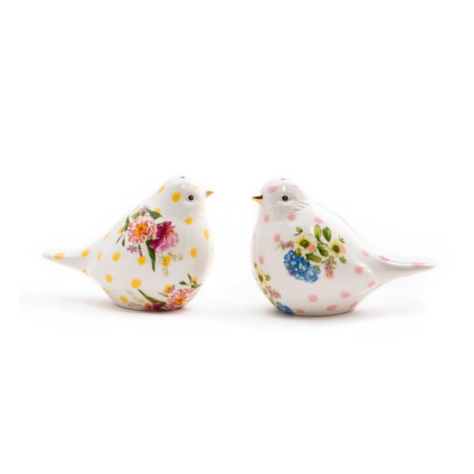 MacKenzie-Childs Wildflowers Bird Salt and Pepper Set