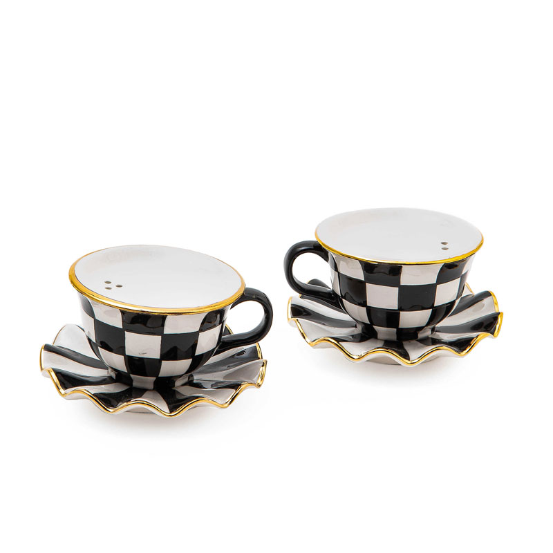 MacKenzie-Childs Courtly Teacup Salt and Pepper Set