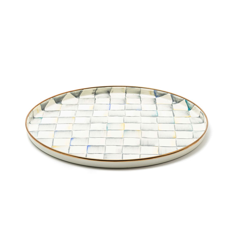 Enamel Round Tray, Unique Serving Platter For Food