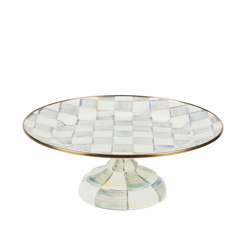 MacKenzie-Childs Sterling Check Enamel Pedestal Platter, Small