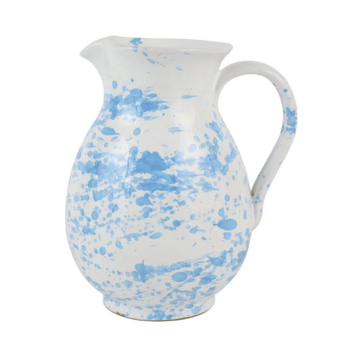 Vietri Amalfitana Splatter Pitcher, Aqua